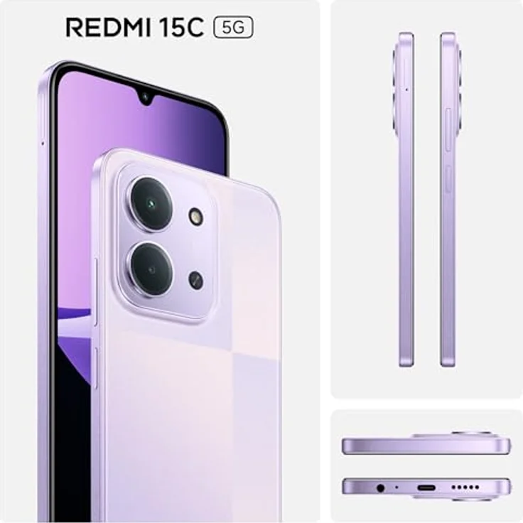 Xiaomi Redmi 15C, 5G Smartphone mit 128 GB Speicher, 6.9 Zoll Display, 50 MP Dual Kamera, Violett – Bild 2