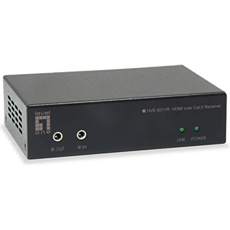 LevelOne HVE-9211R Antenne und Signalverstärker, Plug-and-Play, Reichweite 100m, Unterstützung für 4K und Dolby Audio, schwarz – Bild 1