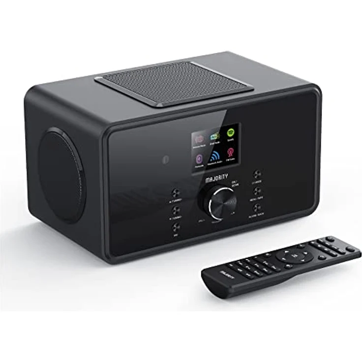 MAJORITY Bard Internetradio WLAN | DAB Radio mit Bluetooth | Küchenradio 100 Watt 2.1-Lautsprecher mit Subwoofer | DAB Plus Radio | Digitalradio DAB Plus mit Fernbedienung, Schwarz – Bild 1