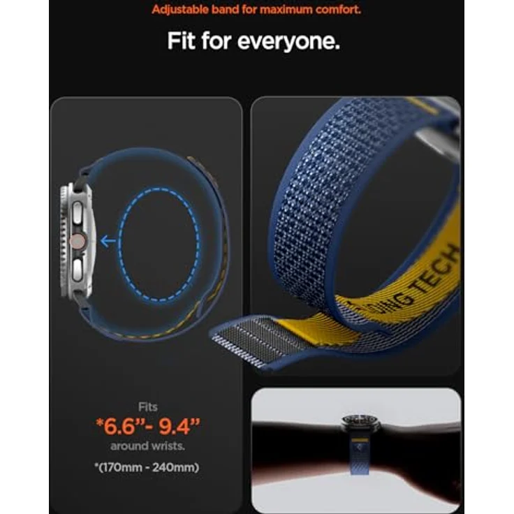 Spigen Athlex Air (46 mm), Uhrenarmband mit Klettverschluss und sportlichem Design, Schwarz – Bild 5