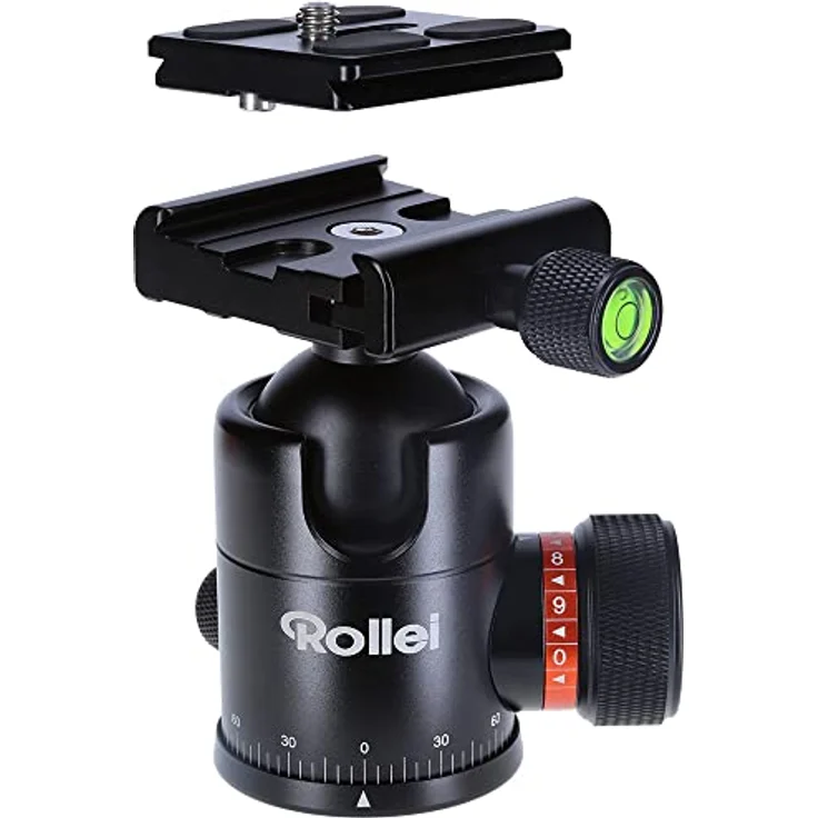 Rollei Stativ Kugelkopf für C6i Stativ, professioneller 360 Grad Stativkopf mit Friktion, 12 KG Tragkraft und 3 Wasserwaagen.Inkl. Acra Swiss Schnellwechselplatte – Bild 3