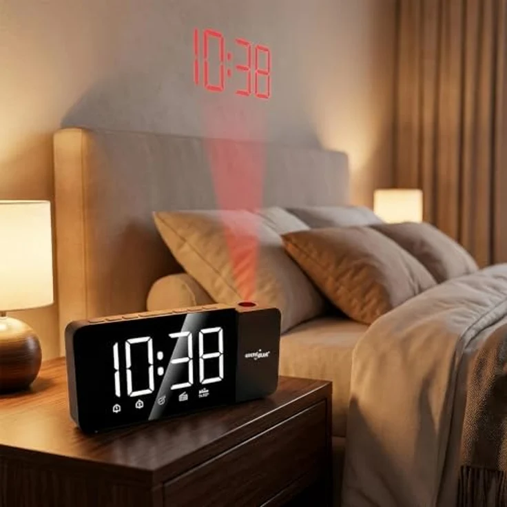 GreenBlue GB172, Digitaler LED-Radiowecker mit Projektor, FM-Radio, 12/24-Stunden-Anzeige, USB-Stromversorgung, schwarze Farbe – Bild 6