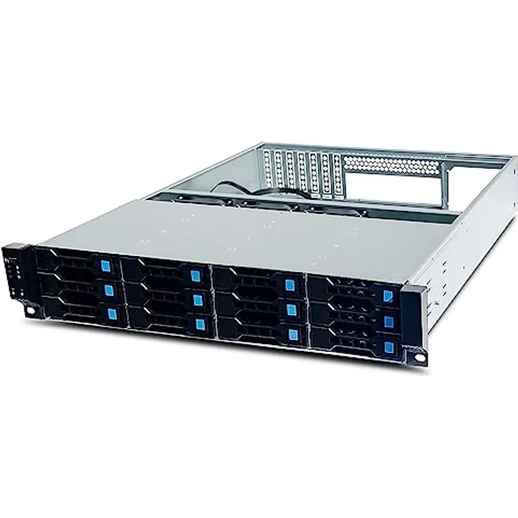 FANTEC 2563 SRC-2012X07-12G/6G 19" 4HE 680mm Storage Gehäuse, 12x SAS/SATA Einschübe mit je 2 Status LEDs, Einschübe für 3,5" und 2,5" Datenträger, 1x USB 2 Anschluss, 3X 80mm Lüfter – Bild 2