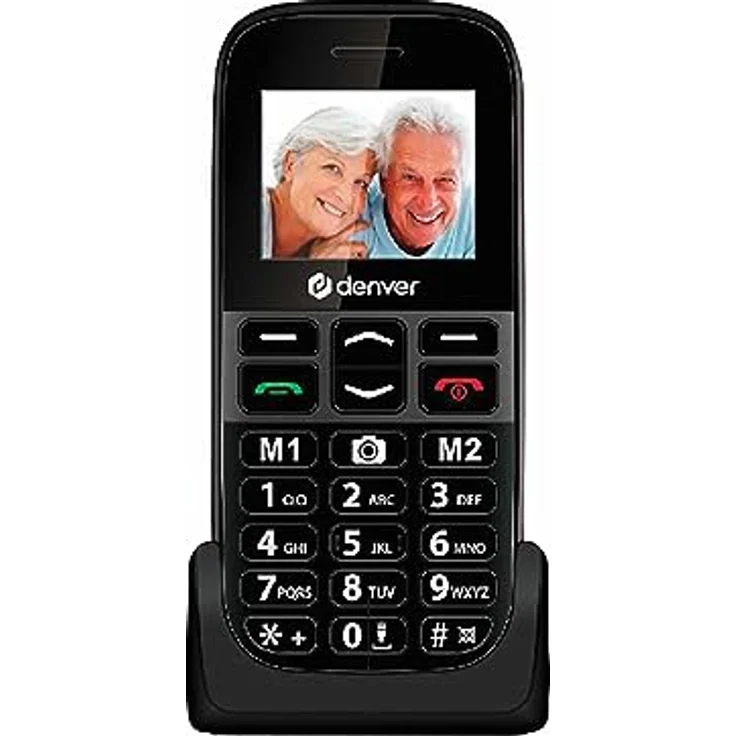 Denver Seniorenhandy Ohne Vertrag - Große Tasten - Ladestation - Dual SIM - mit Notruftaste - Bluetooth - BAS18500MEB – Bild 1