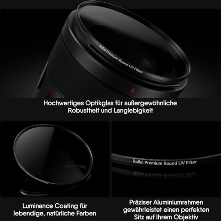 Rollei Premium Rundfilter UV 72 mm - UV Filter und Schutzfilter mit Aluminium-Ring aus Gorilla Glas mit spezieller Beschichtung - Größe: 72 mm – Bild 3