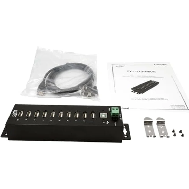 Exsys EX-1170HMVS, 10 Port USB 2.0 Metall HUB mit 15KV Überspannungsschutz – Bild 4
