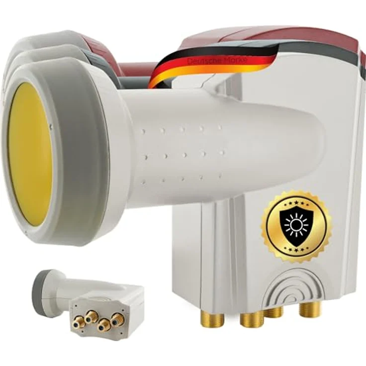 SCHWAIGER 364 Quad LNB, Low Noise Blockconverter mit Sun Protect Technologie, hitzebeständig, wasserdichter Wetterschutz, hellgrau – Bild 1