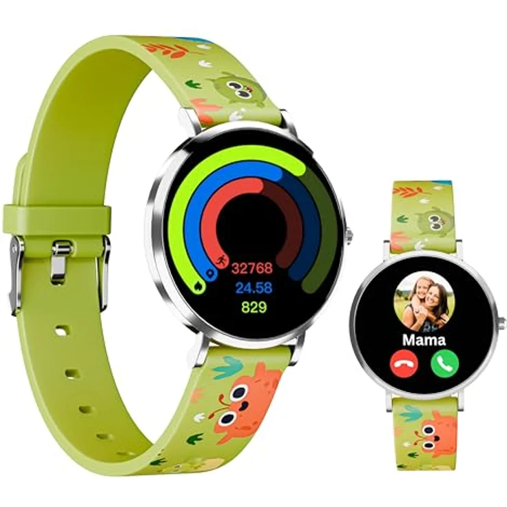 XCOAST LINO TIME Kinder Smartwatch, IP68 wasserdicht, SOS-Notfalltaste, Schrittzähler, grünes Design – Bild 1
