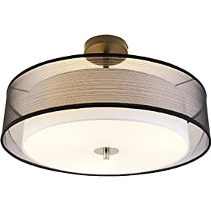 Qazqa Moderne Deckenleuchte Schwarz-Weiß 50 cm 3-flammig - Drum mit Schirm Duo - LED geeignet E27