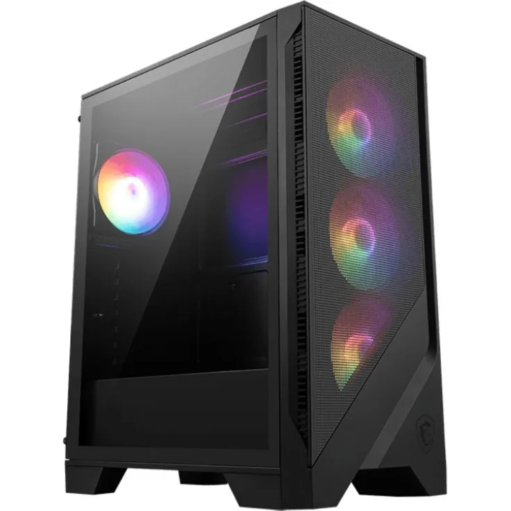 MSI Mag Forge 121A AirFlow ATX Gehäuse, Midi Tower in Schwarz mit RGB-Beleuchtung und Seitenfenster