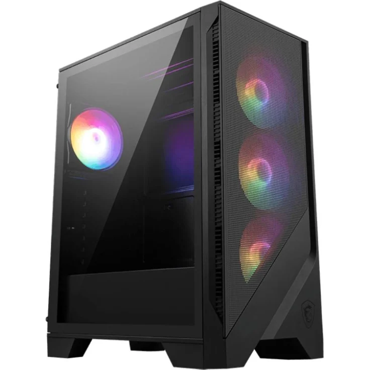 MSI Mag Forge 121A AirFlow ATX Gehäuse, Midi Tower in Schwarz mit RGB-Beleuchtung und Seitenfenster