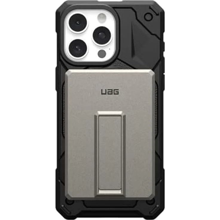 URBAN ARMOR GEAR Ultra Slim Rugged Powerbank magnetisch (5.000 mAh, Integrierter Ständer, 10 Watt Wireless-Charging) Schwarz / Titan – Bild 3