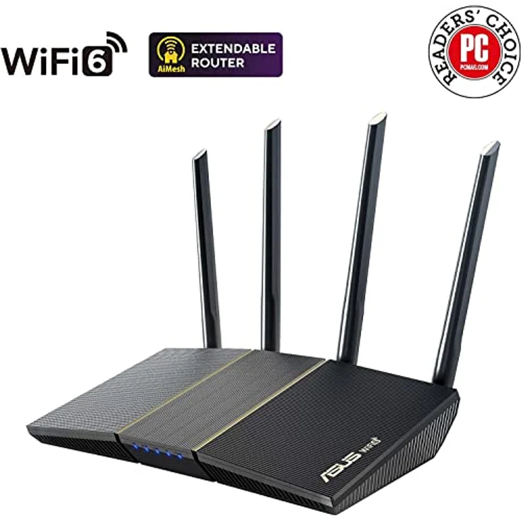 ASUS Rt-Ax57 Wireless Router, Gigabit Ethernet Dual-Band (2,4 GHz/5 GHz), Schwarz – Bild 2