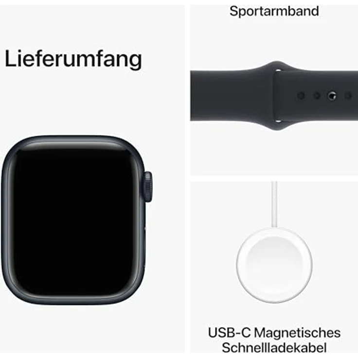Apple Watch Series 9 GPS, 41 mm Aluminiumgehäuse Mitternacht, Sportarmband Mitternacht – S/M – Bild 6