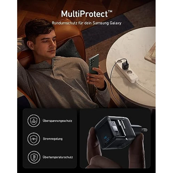 Anker 313 Charger, 45W USB C Ladegerät, Ace abnehmbares PPS Ladegerät unterstützt ultraschnelles Laden 2.0 für Samsung Galaxy S22/S23 Ultra/S22+, Note 10/+/ 20/S20 (Kabel Nicht enthalten) – Bild 4
