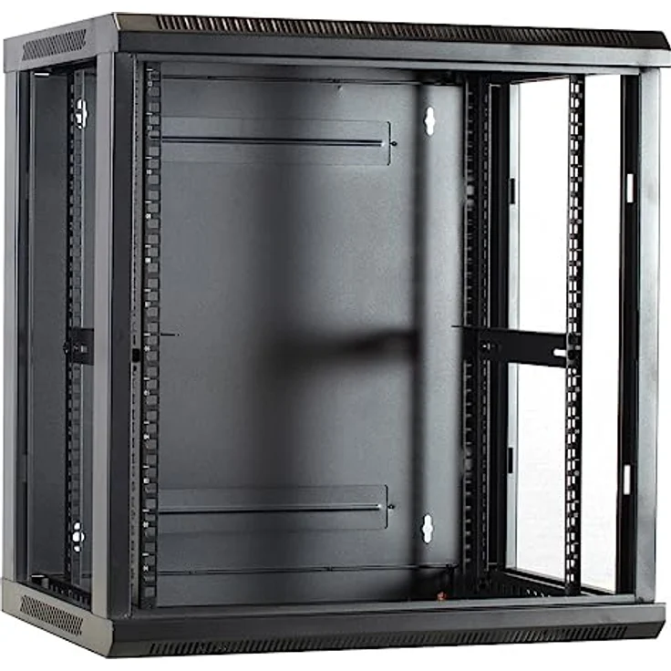 DSIT 12HE Netzwerkschrank (Serverschrank) 19 Zoll Wandmontage - mit Glastür (BxTxH) 600 x 450 x 634mm - Schwarz - Abschließbar - Traglast 60 kg - Robuste Konstruktion – Bild 4
