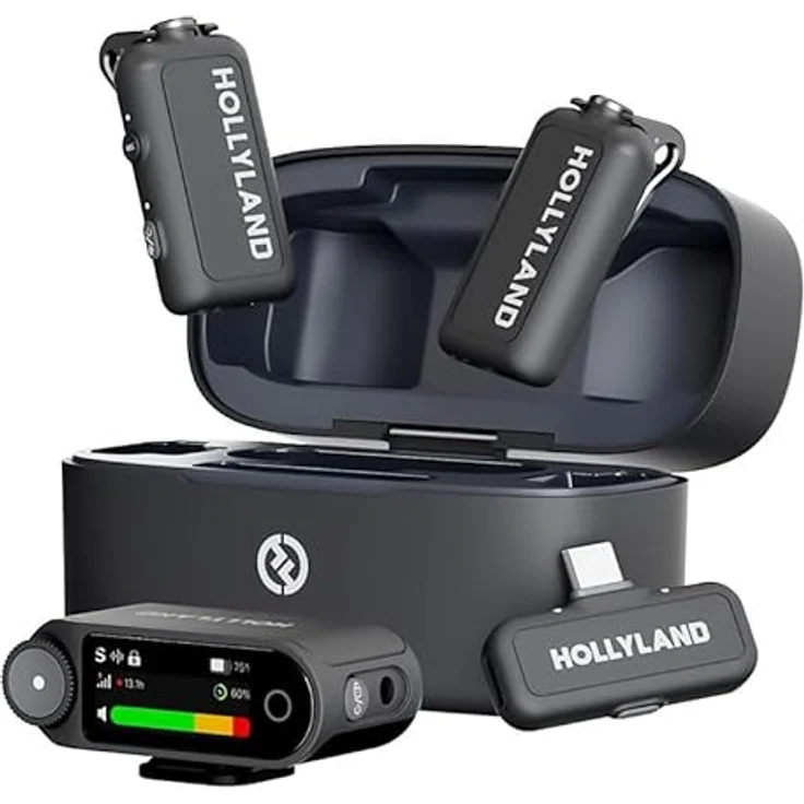 Hollyland Lark Max 2 Combo, 32-Bit-Full-Chain-Mikrofonsystem mit AI Noise Cancellation und 340 m Reichweite, 2 Sender und USB-C-Empfänger – Bild 1