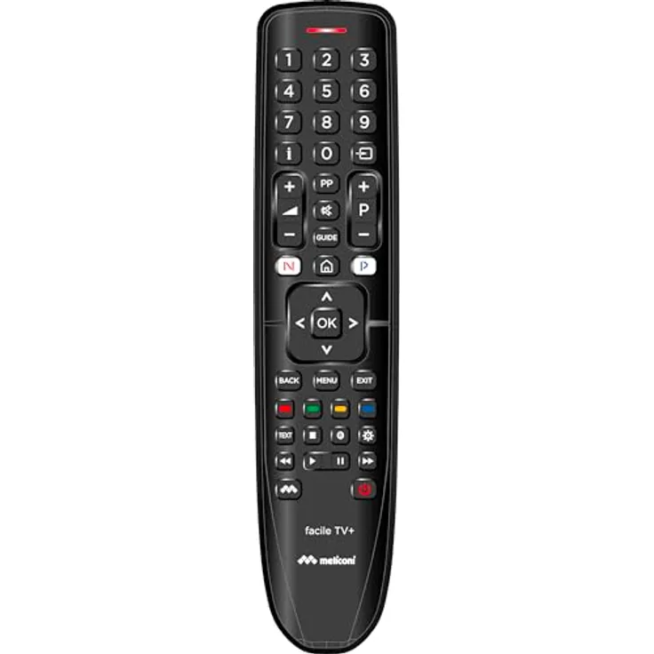 Meliconi Universal-Fernbedienung GUMBODY FACILE TV+ | Korpus aus Gummi, kompatibel mit Fast Allen im Umlauf befindlichen Fernsehgeräten, plastikfreie Verkaufsverpackungen