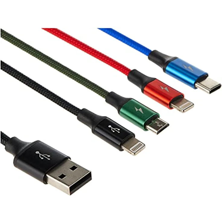 Baseus 4in1 Ladekabel 2X Lightning, USB-C und Micro USB (120 cm Ladekabel geeignet für iPhone 11, iPhone XS/XS Max/XR, iPhone 6/6s/7/8, Android), Schwarz, oneplus x