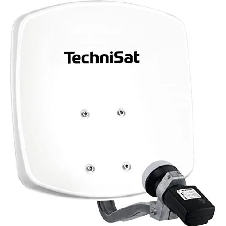 TechniSat DIGIDISH 33 – Satelliten-Schüssel für 1 Teilnehmer (33 cm kleine Sat Anlage - Komplettset mit Wandhalterung und Satfinder V/H-LNB) weiß