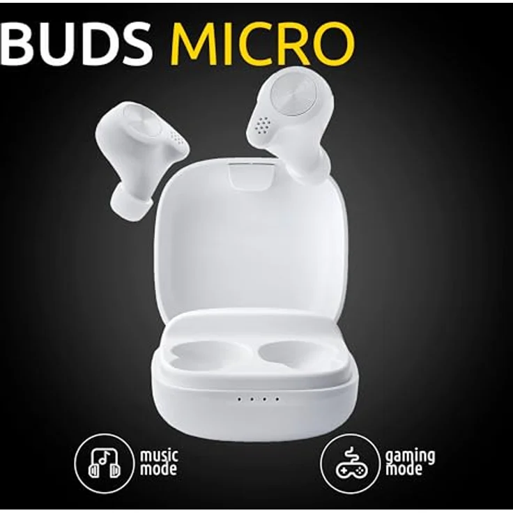 Intenso Buds Micro T200, True Wireless Kopfhörer in Weiß mit Musik- und Gaming-Modus, intuitive Touchsteuerung, Bluetooth 5.3, In Ear Design – Bild 5