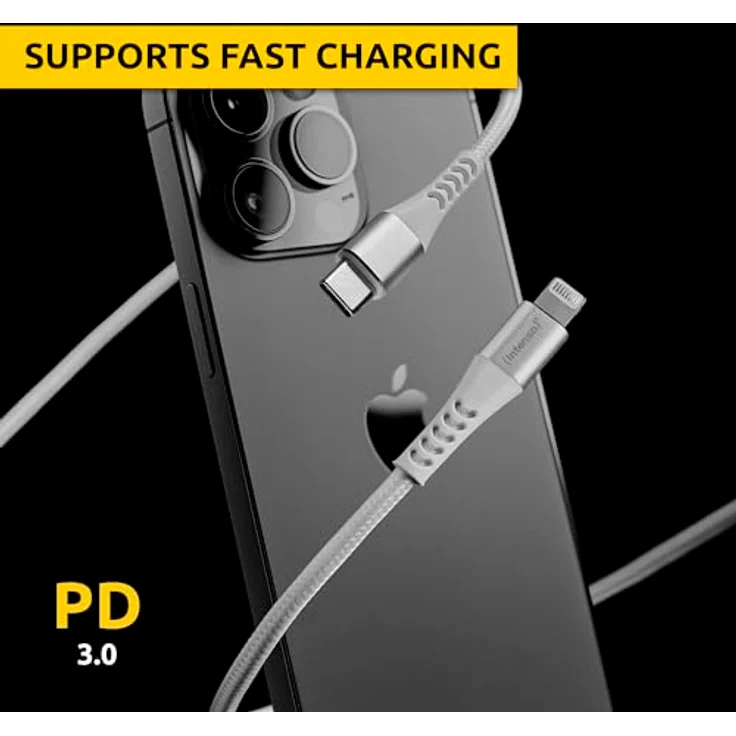 Intenso USB-Cable C315L, USB-C auf Lightning Daten- und Ladekabel, Power Delivery mit bis zu 27 Watt, Nylon, 1.5 Meter, weiß – Bild 4