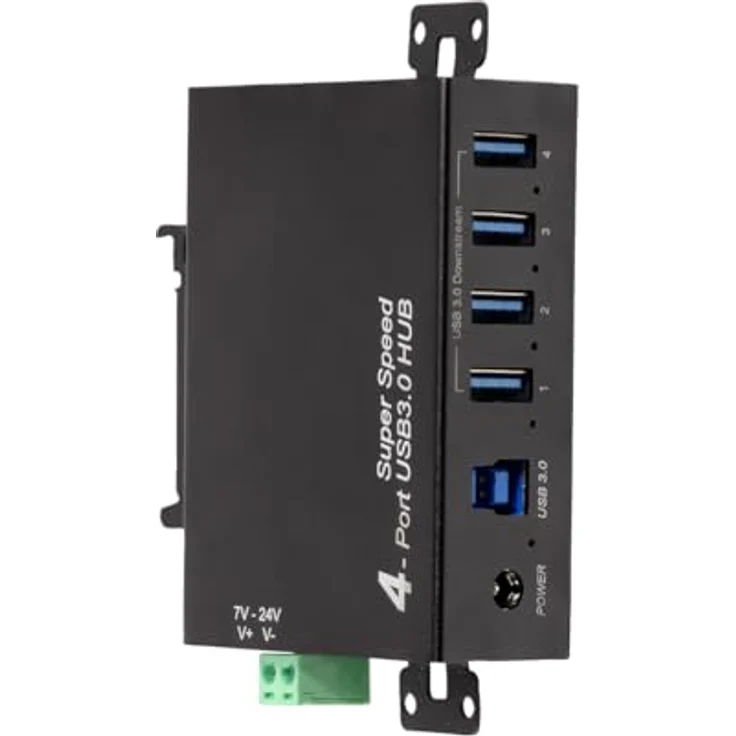 LogiLink 4-Port USB 3.0 Hub, Industrieausführung mit Netzteil, 5 Gbit/s, 10 W, Schwarz, Überstrom-, Überspannungs- und Kurzschlussschutz – Bild 5