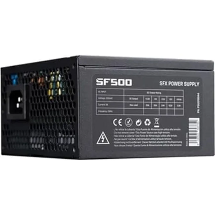 Hiditec Netzteil SFX SF500, 500 W PSU mit 20+4 Pin ATX Anschluss, schwarz, aktiv gekühlt