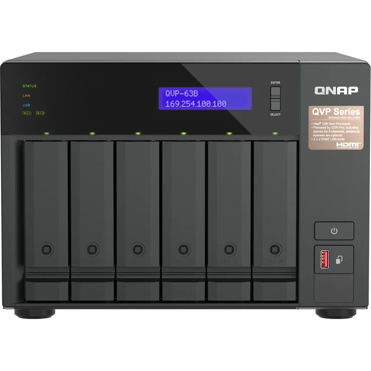 QNAP NVR QVP-63B, Netzwerküberwachungsserver mit Intel Core i5, 32 GB RAM, 8 IP-Kamerakanälen, erweiterbar auf 36, Unterstützung für ONVIF-Kameras