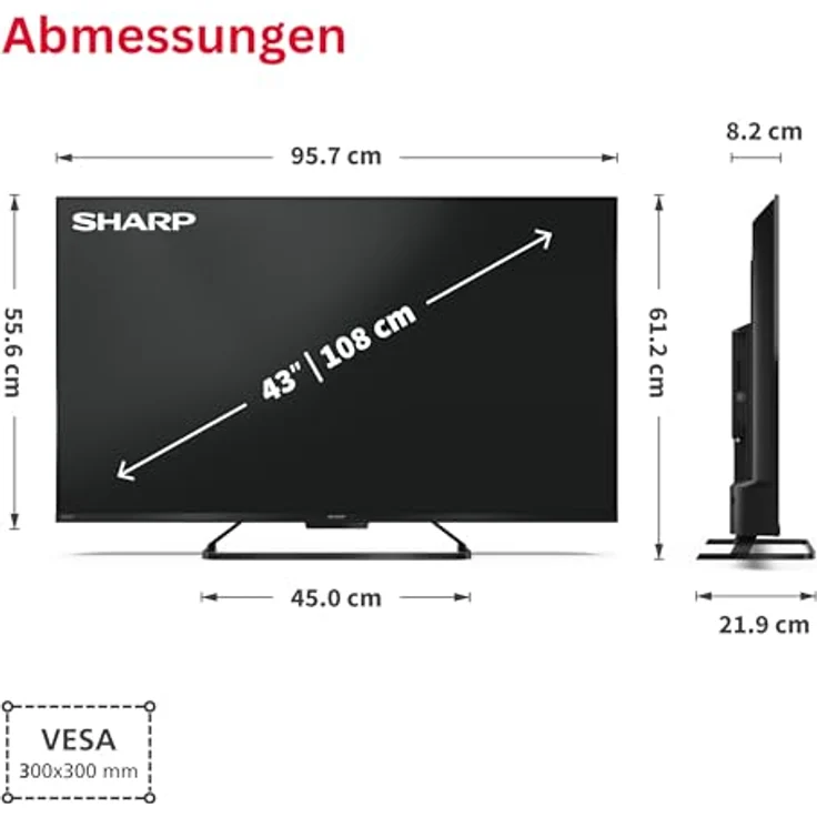 Sharp 43HR7765E QLED Fernseher 43 Zoll, 4K UHD, Google Smart TV, HDR Dolby Vision, 144Hz Gaming – Bild 3