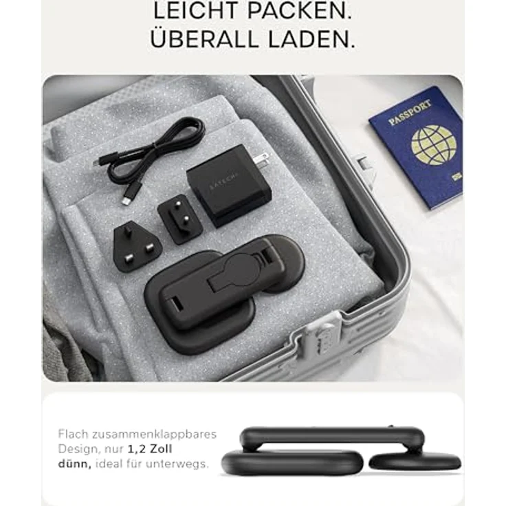 SATECHI 3-in-1 Qi2 Kabellose Induktive Ladestation – 25W Magnet-Schnellladegerät für iPhone 17, Apple Watch Series 11 & AirPods – Faltbare Ladestation mit 45W USB-C Ladeadapter – Space Schwarz – Bild 4