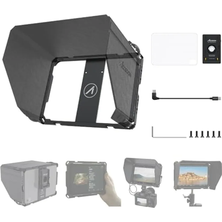 Accsoon PowerCage Mini, Tablet Käfig für iPad mini 6/7 (A17 Pro) mit Sonnenschutz, inklusive NP-F-Batterieplattenadapter und USB-C-Kabel