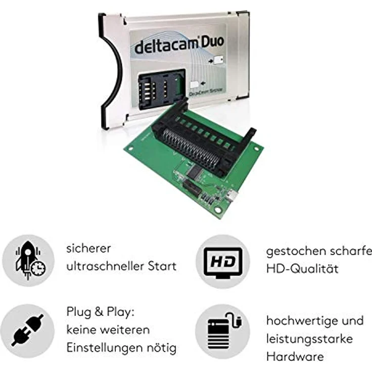 Deltacam Duo Twin CI Modul + Unicam Duo Programmer mit DeltaCrypt-Verschlüsselung 3.0, DVB CI-konform, PCMCIA CI-CAM für Smart Cards TV, Marke: Deltacam – Bild 2