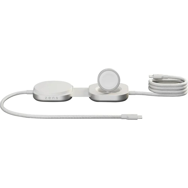 ZENS Induktions-Ladegerät ZECC07W, Qi2-zertifiziertes 15W Ladegerät für iPhone mit Apple MagSafe und USB-C®, Weiß