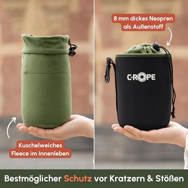 C-Rope Neopren Objektivbeutel, Fleece-Fütterung, XXXL, stoßfest, ideal für Objektive und Kamerazubehör – Bild 2