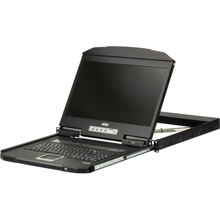 Aten CL3700NW ES, Single Rail 18,5"-LCD KVM Konsole (USB HDMI), kurze Tiefe, Schwarz