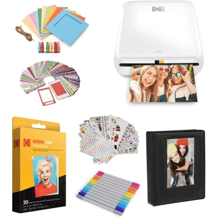 KODAK Step Drucker, mobiler kabelloser Fotodrucker mit ZINK-Technik und kostenloser KODAK App für iOS und Android, Weiß - Tragbar und leicht, 25 Fotos pro Akku-Ladung, ideal für kreative Projekte – Bild 1