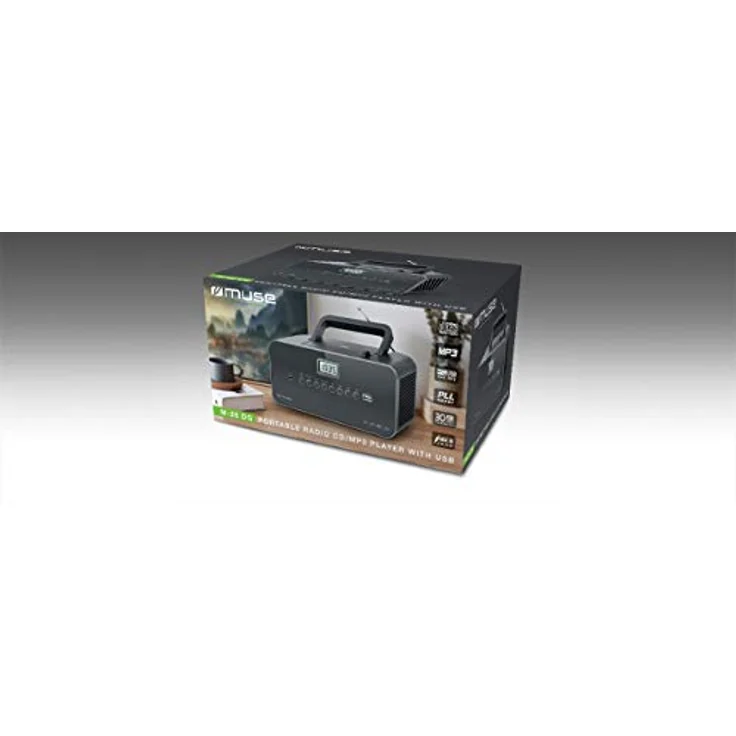 Muse M-28 DG CD-Radio tragbar, PLL UKW-Radio, MW-Tuner, Senderspeicher, USB, MP3-Wiedergabe, Netz- oder Batteriebetrieb, dunkelgrau – Bild 5