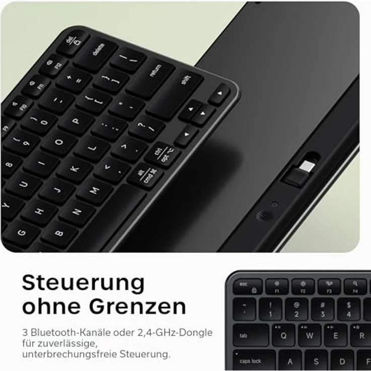 SATECHI Slim EX1 Kabellose Tastatur, Kompakte Bluetooth-Tastatur für Mac, Windows & Android mit Numpad, Space Schwarz – Bild 5