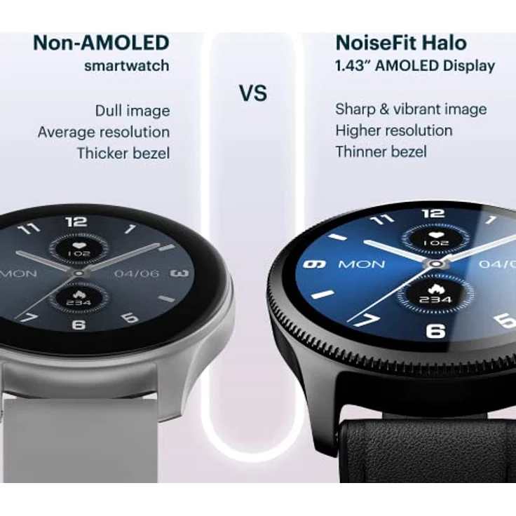 Noise NoiseFit Halo 1.43" AMOLED Display Smart Watch, Premium Metallic Build, 100 Sports Modes, Up to 7-Day Battery Life, BT v5.3 – Bild 2