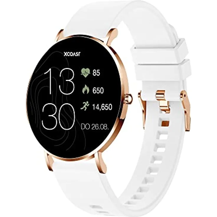 XCOAST Damen Smartwatch SIONA 2, iOS&Android, brilliantes AMOLED Display, Ultra flach, wasserdicht, Blutdruck, Blutsauerstoff, Herzfrequenz, Schlaf, Galerie
