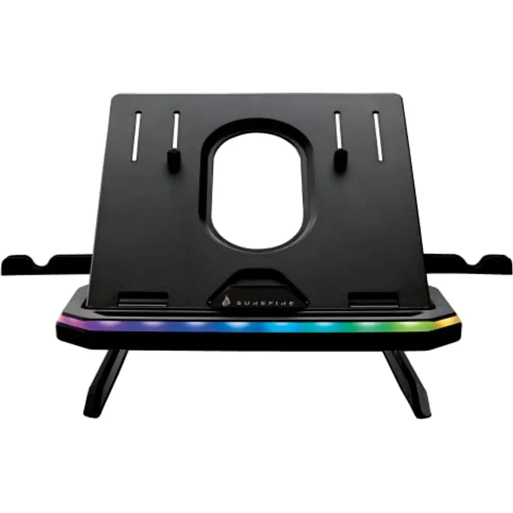 SureFire Portus X1 Gaming Laptop-Ständer, Notebook Stand höhenverstellbar mit RGB-Beleuchtung, Halterung für Laptops mit 10, 17,3 Zoll, Tablet Erhöhung mit Lüftung für den Schreibtisch