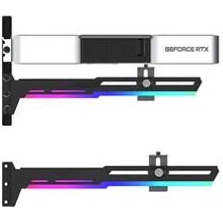 1stCOOL GPU Holder ARGB, verstellbarer VGA-Halter aus pulverbeschichtetem Metall schwarz mit RGB-Beleuchtung