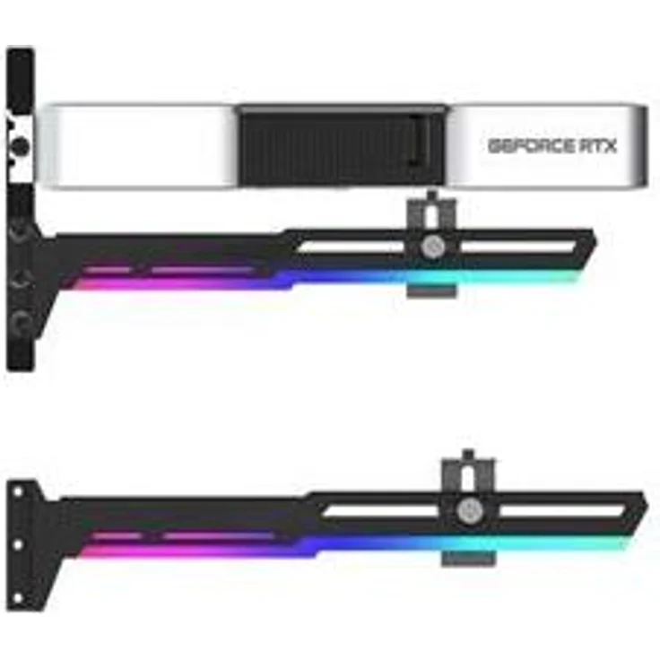 1stCOOL GPU Holder ARGB, verstellbarer VGA-Halter aus pulverbeschichtetem Metall schwarz mit RGB-Beleuchtung