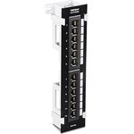 TRENDnet TC-P12C5V 12-Port Cat5e Ungeschirmtes Patchpanel, Wandmontage, Inklusive 89D-Halterung, Vertikale oder Horizontale Installation, Kompatibel mit Cat5e & Cat6 RJ45 Verkabelung, Schwarz