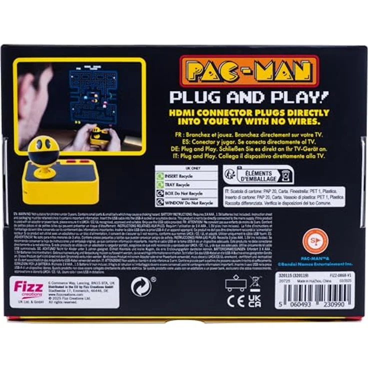 Fizz Creations PAC-MAN Plug and Play, HDMI Konsole mit kabellosem Controller und USB-C Anschluss – Bild 10