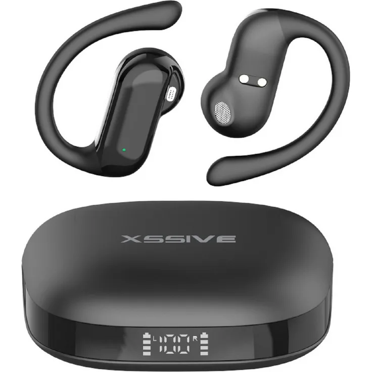 Xssive XSS-OWS2 Bluetooth 5.4 Open Ear Kopfhörer, Bass Boost & Geräuschunterdrückung, wireless In-Ear, schwarz