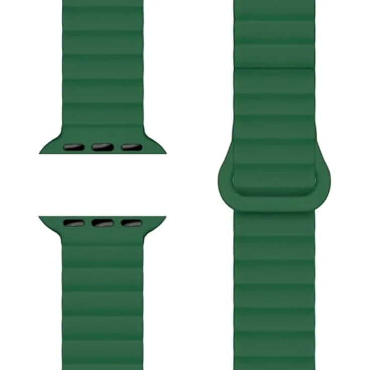 NALIA Core Magnet Armband für Apple Watch Series Ultra/SE/10/9/8/7/6/5/4/3/2/1, Atmungsaktives Silikon Loop, Rillendesign, Farbe: Waldgrün, 42/44/45/46/49mm – Bild 1