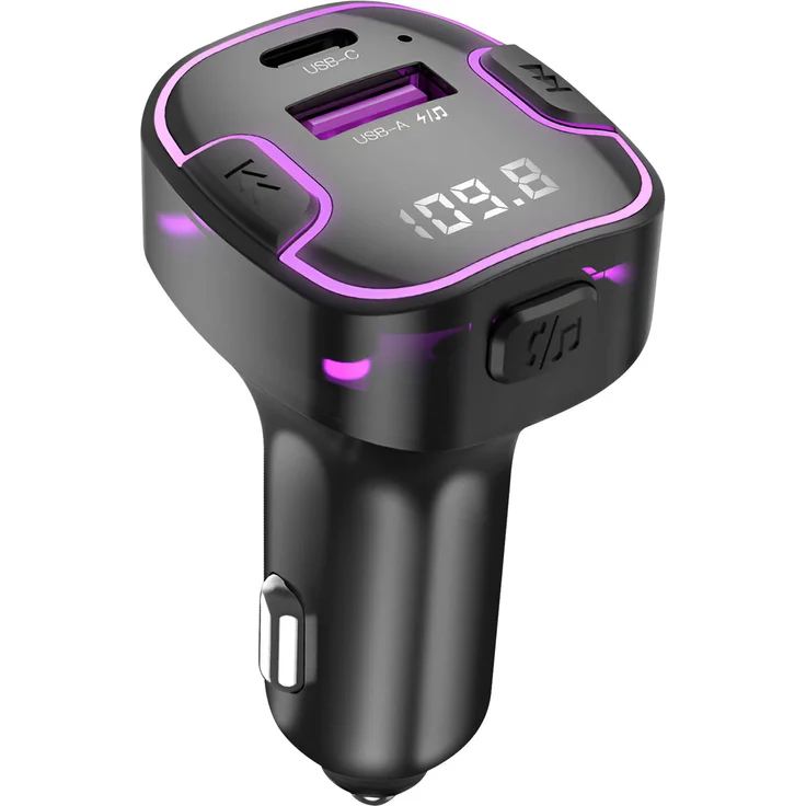 XO BCC12, 2in1 Bluetooth FM-Transmitter und Smart Dual KFZ Ladeadapter, schwarz mit USB-C und USB-A Anschluss
