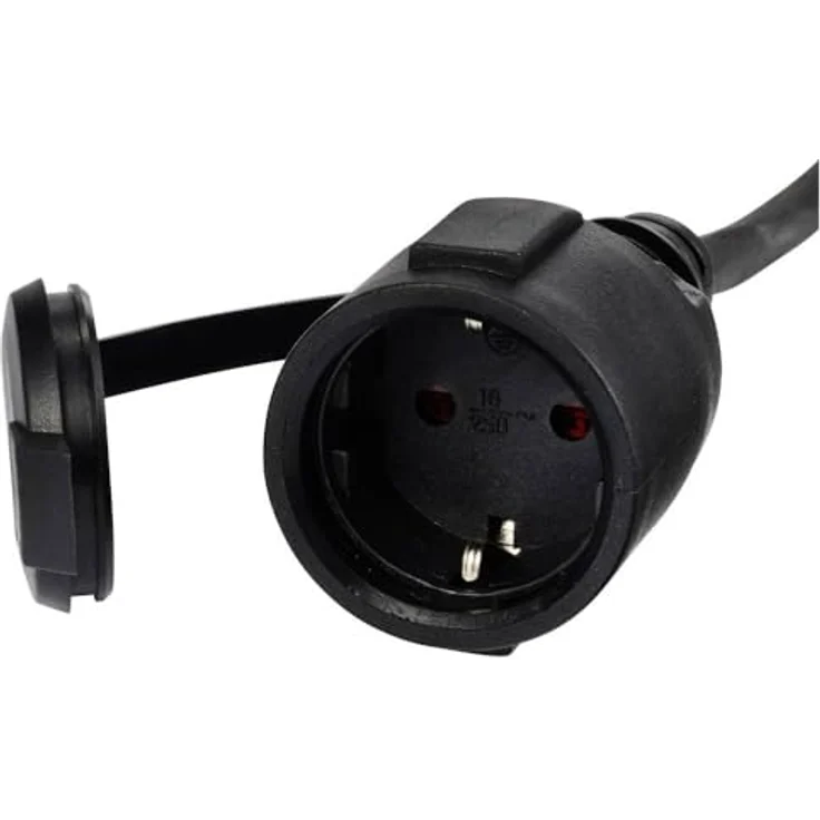 Sygonix SY-6728134 Strom Verlängerungskabel 16 A Schwarz 1 m mit EIN/Aus-Schalter, IP44, wetterfest für Außenbereich – Bild 4